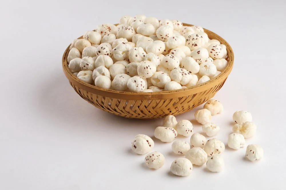 Popped makhana (fox nuts) in a bowl